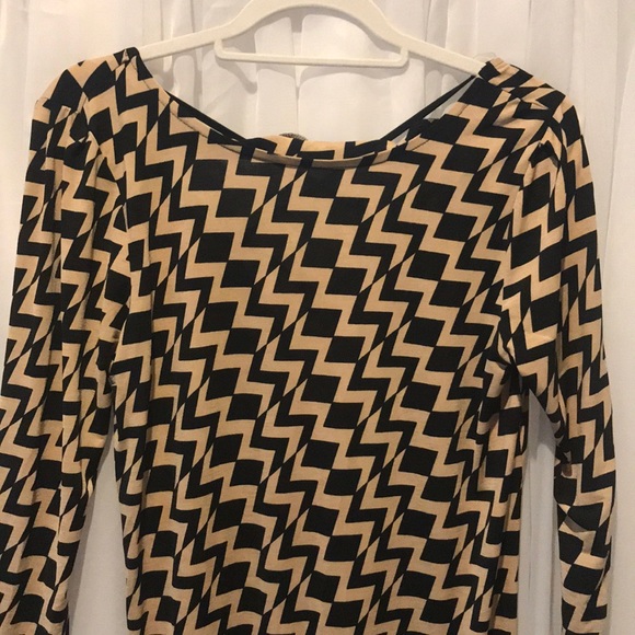 BONGO Tan & Black Chevron Midi Dress – Size M - Picture 3 of 6